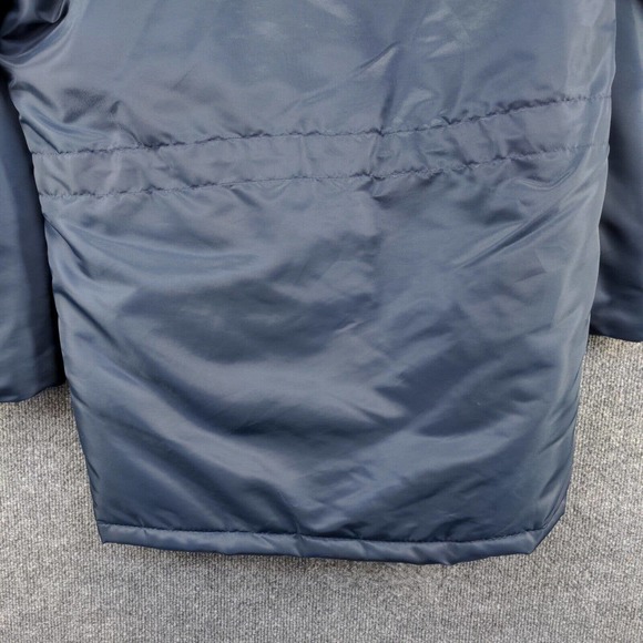 Weather Caster Mens Parka Jacket Blue Small Long Sleeve Quilted Lined Vegan Fur - Picture 6 of 12